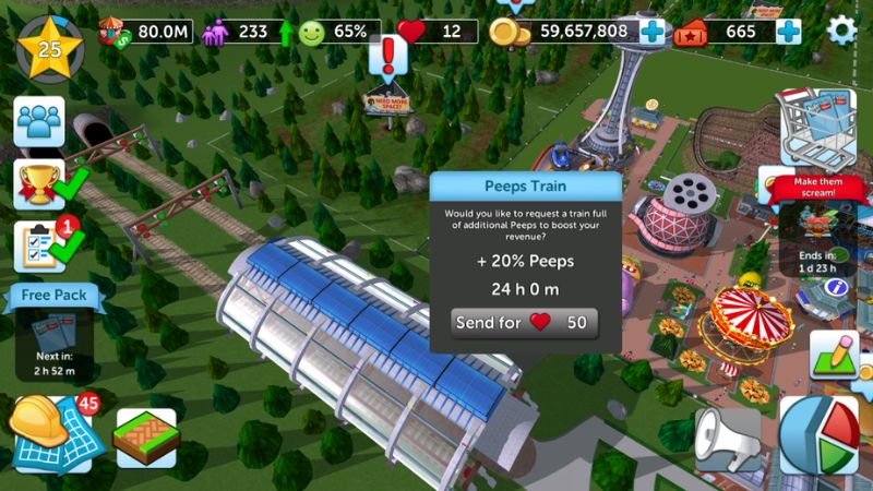 Complete the assigned task in RollerCoaster Tycoon Touch