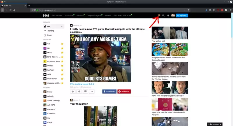 Does the 9GAG app allow for the sharing of content by users?